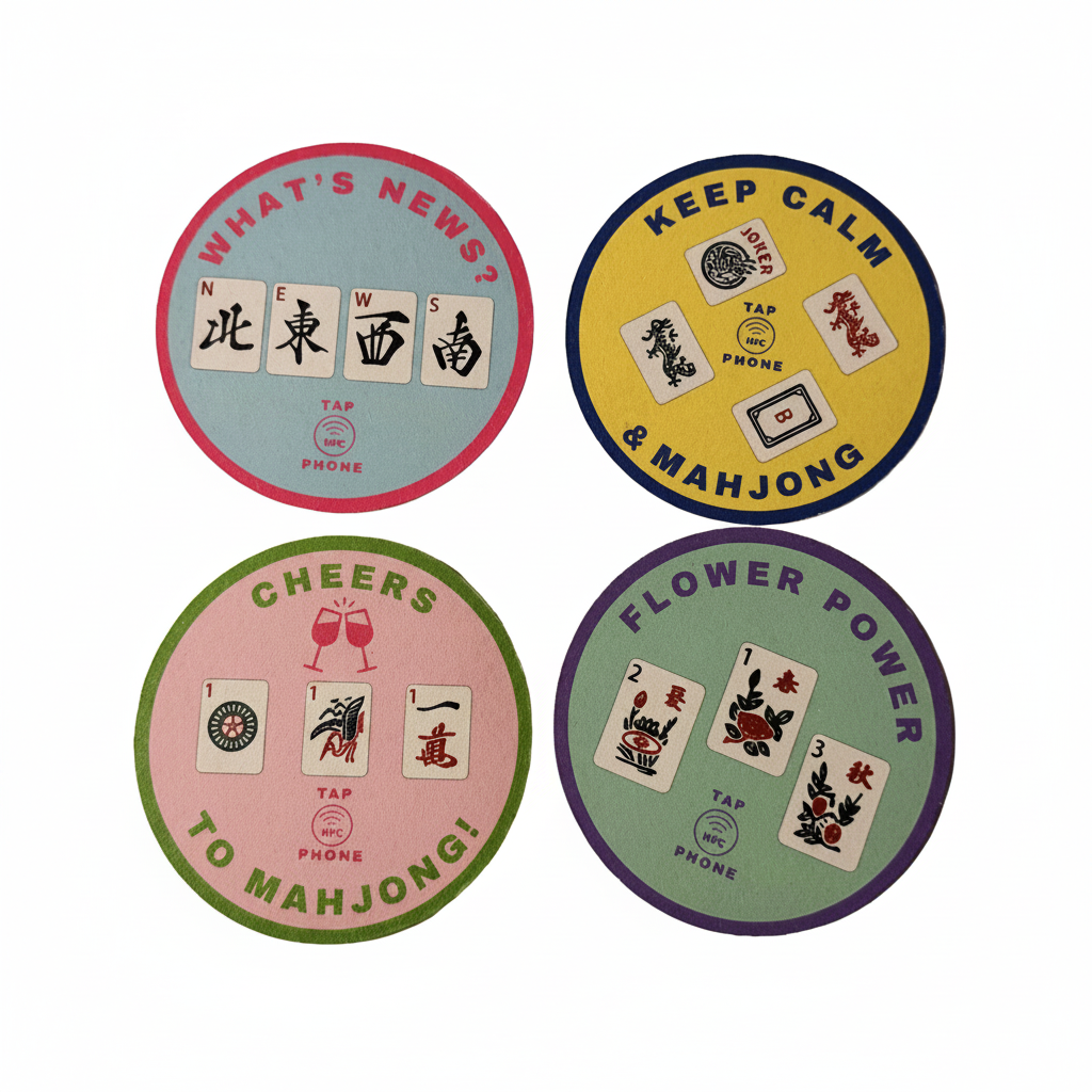 Mahjong NFC Interactive Pulpboard Coasters
